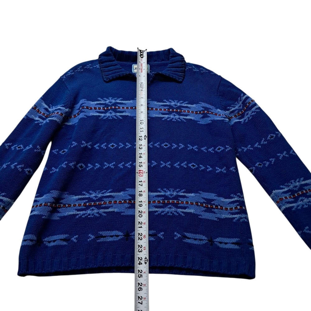 Pendleton Blue Aztec Patterned Sweater With Collar - Picture 3 of 8